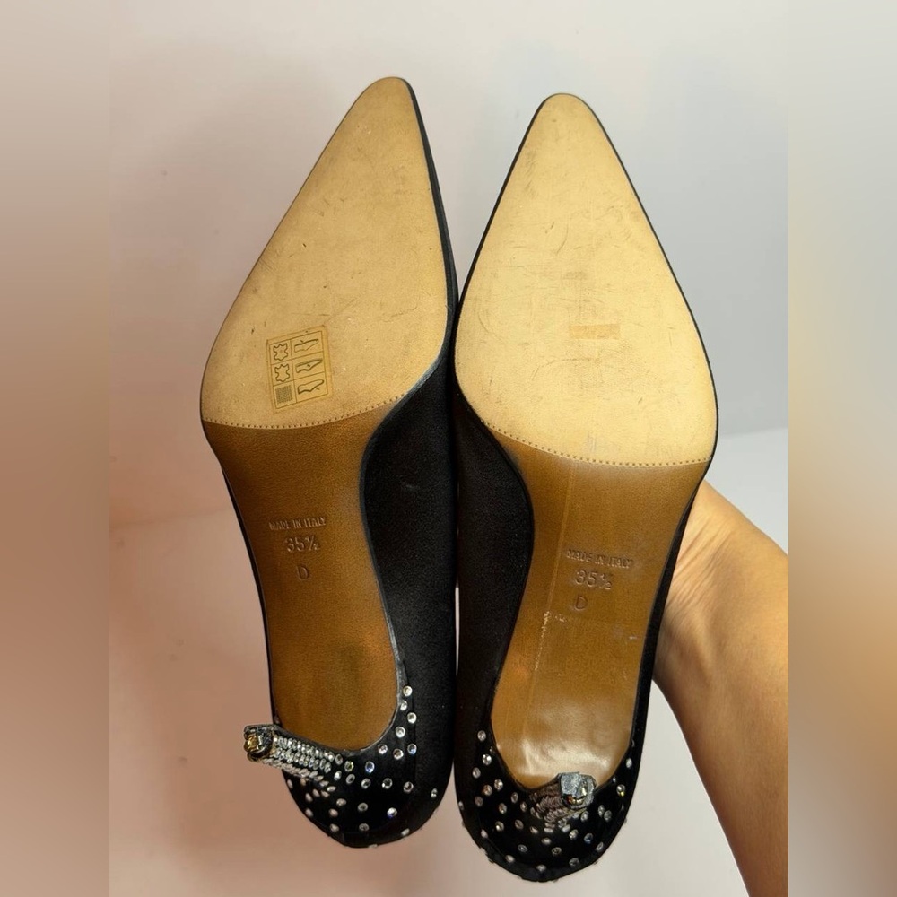 Christian Dior Black Sateen Heels Pumps Size 35.5 - Picture 8 of 10